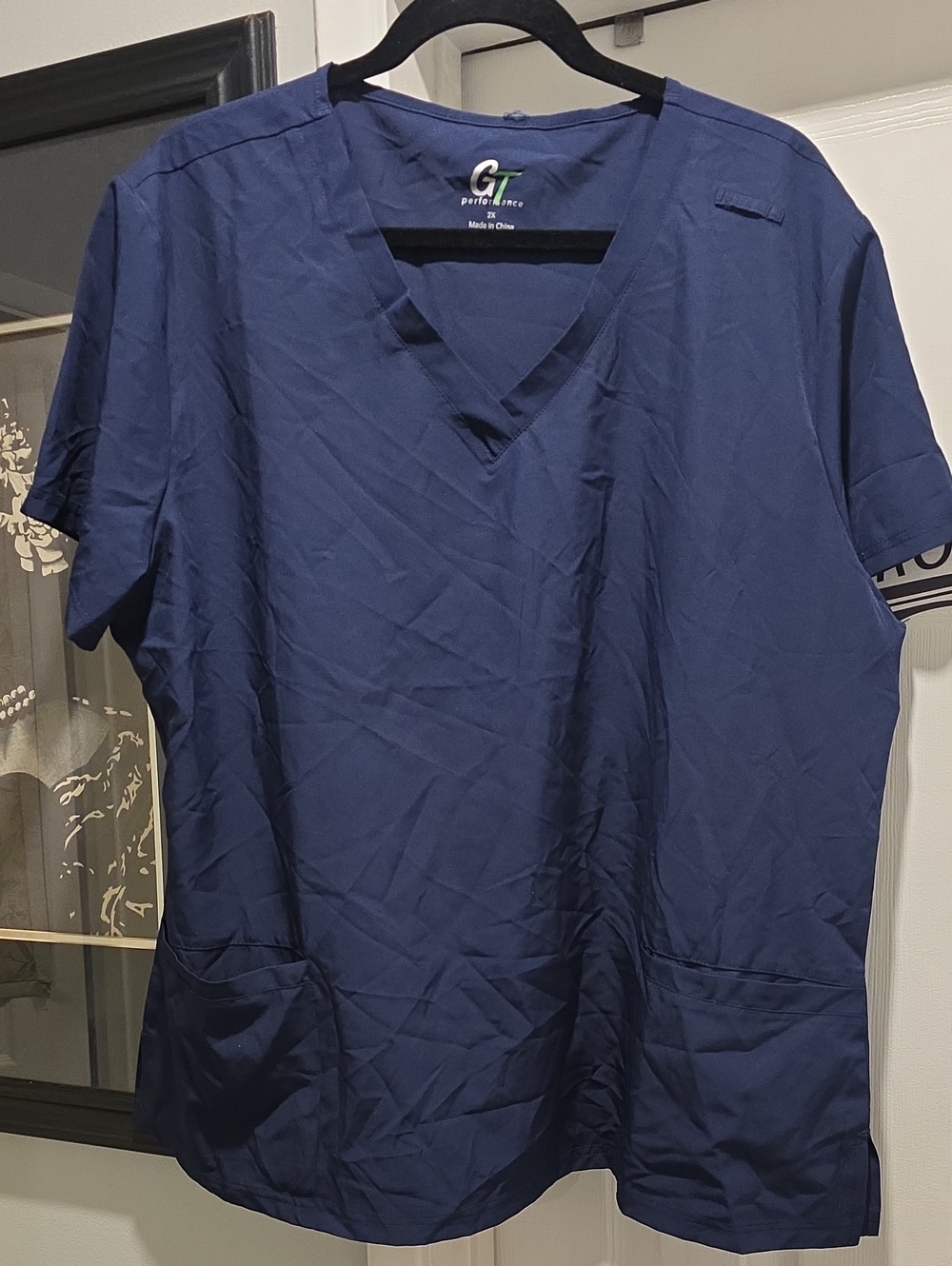 Navy V-Neck Scrub Top